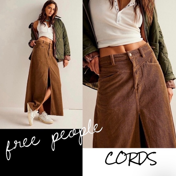 Free People We The Free Come As You Are Cord Maxi Skirt ✨ Cocoa Size 2 - Picture 12 of 12